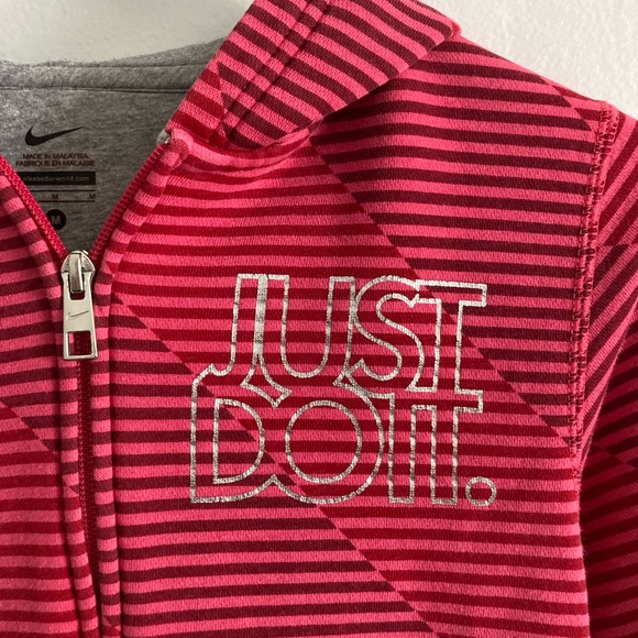 Nike  stripped zip up hoodie size medium - Picture 2 of 15